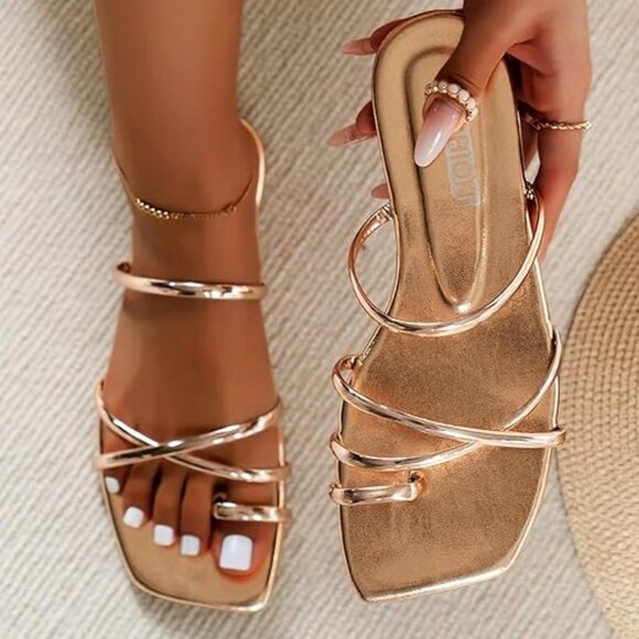Metallic sparkly woman's sandals